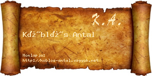 Köblös Antal névjegykártya